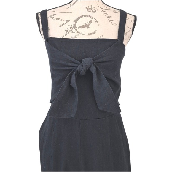 Abercrombie And Fitch black Linen Cotton blend Wide Leg Jumpsuit L - Picture 3 of 12